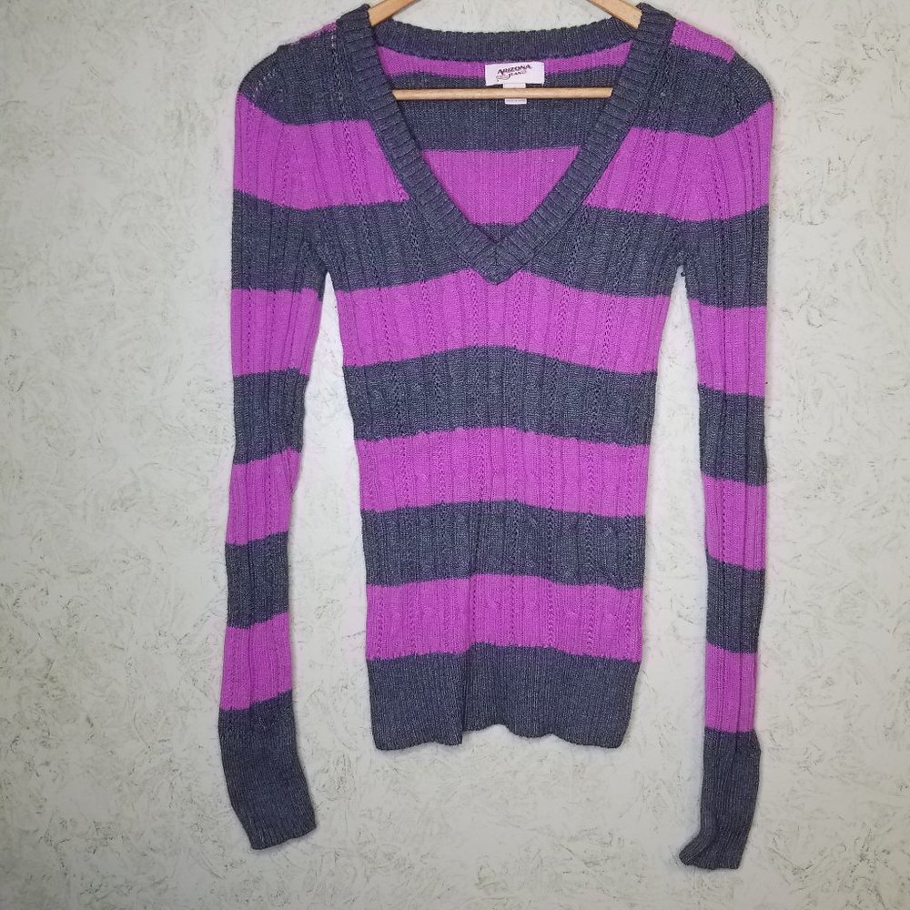 Arizona Purple and Gray V NeckSweater